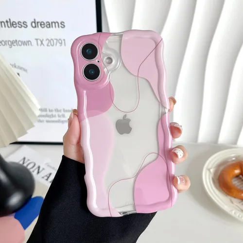Vista 44 de DEFBSC Funda para iPhone 15 con bonito diseño ondulado, color negro