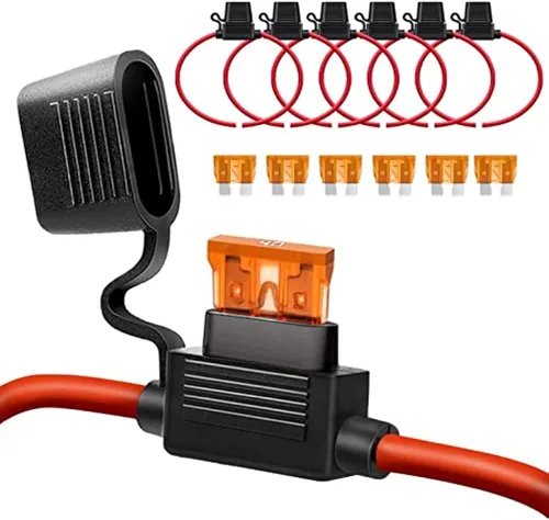Portafusibles en línea de 10 AWG - Soporte de fusible de 12 voltios para fusible de hoja de 40 A (paquete de 6)