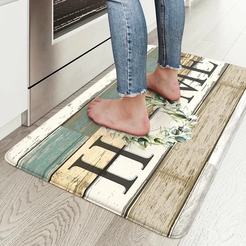 Vista 10 de KIMODE - Alfombra de cocina antifatiga para el piso, de 17.3 x 29 pulgadas, alfombra de cocina de estilo rústico, antideslizante, acolchada