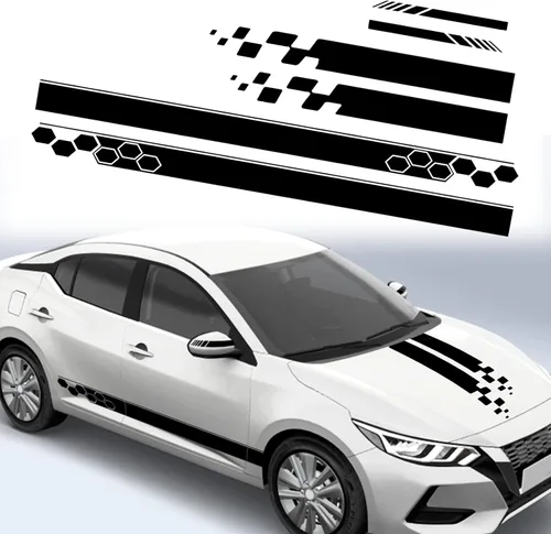 Adhesivos universales para carrocería de coche, deportes, carreras, rayas, para capucha, falda lateral, espejo exterior, accesorios de decoración