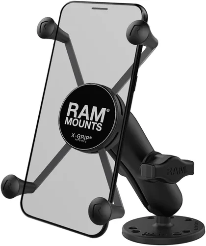 RAM MOUNTS X-Grip - Soporte universal para teléfono con base perforada y brazo mediano, soporte seguro para teléfono inteligente para iPhone y