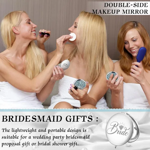 Vista 5 de Barydat Juego de 10 regalos de dama de honor, espejo compacto con aumento, novia I Do Crew, regalos de propuesta de dama de honor, espejo pequeño