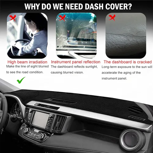 Vista 6 de SENSHINE para Toyota Rav4 2013 2014 2015 2016 2017 2018 Funda para Salpicadero, Funda para Consola Central, Alfombrilla para Tablero, Alfombra