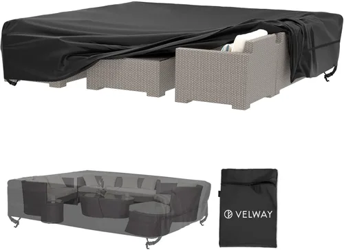 Vista 7 de Velway Funda para muebles de patio al aire libre, impermeable, cuadrada, para mesa de patio, sofá, 50 pulgadas de largo x 50 pulgadas de ancho x 29