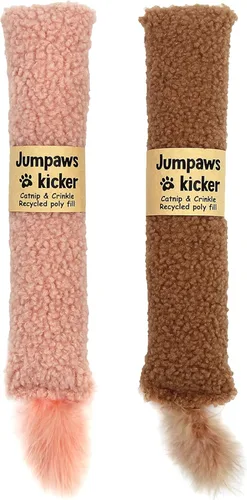 Vista 8 de Jumpaws Paquete de 2 pateadores interactivos naturales para gatos con plumas, juguete masticable resistente a mordeduras, patín arrugado, accesorios