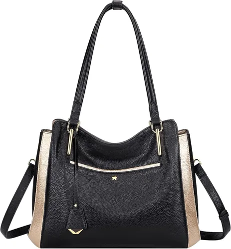 Over Earth Bolso de hombro de cuero genuino para mujer, bolsos y bolsos de mano suaves para mujer