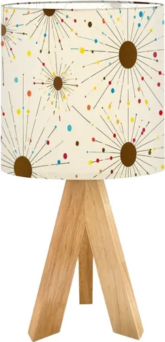 Vista 25 de Tripod Table Lamp Boho Vintage Flower Shape Stripe Circles Curved Lines Bedside Lamps Small Lamp Nightstand Lamp with Linen Lampshade Table Lamps