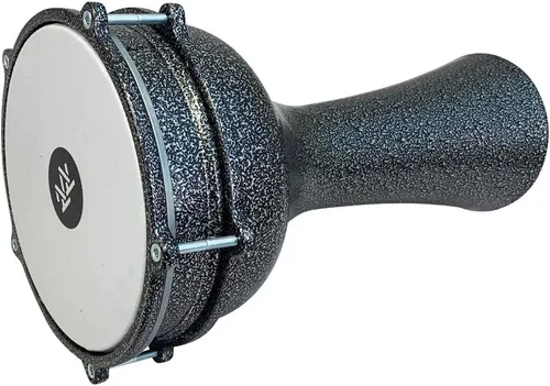 Vista 11 de ZAZA Percussion Darbuka de aluminio de 16 '' de longitud, tambor Doumbek turco de cabeza sintética sintonizable de 8 pulgadas (negro)