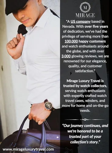 Vista 7 de Caja de bobinadora de reloj para relojes automáticos con 8 ranuras para almacenamiento de relojes y luces LED - The Mirage Luxury Watches Winder