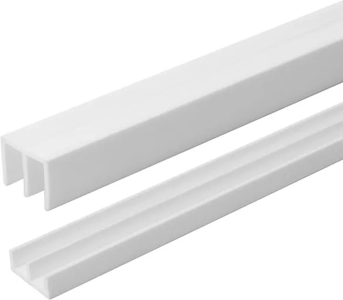 Vista 12 de Riel de puerta corredera de panel de 1/4 pulgadas, juego superior e inferior de plástico negro de 48 pulgadas, fabricado en EE. UU., paquete de 1