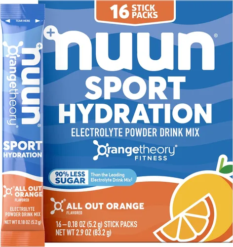 Nuun Sport - Paquetes de polvo de electrolitos con magnesio, calcio, potasio, cloruro y sodio, paquetes de hidratación para llevar, sabor a naranja