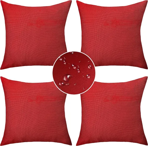 Vista 12 de Demetex Fundas de almohada de exterior de 16 x 16 pulgadas, impermeables, fundas de almohada decorativas de lino para sala de estar, balcón, jardín