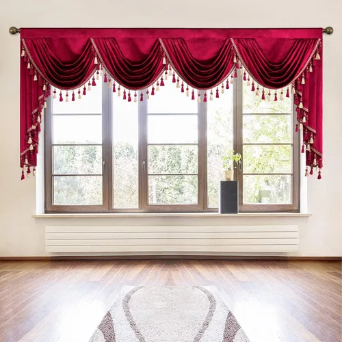 Vista 59 de VOGOL Cenefa de cortinas de terciopelo grueso para dormitorio, cenefas de cascada de lujo con aislamiento térmico dorado para sala de estar formal