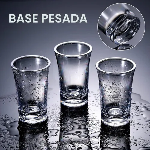 Vista 3 de Zubebe Juego de 150 vasos de chupito de acrílico de 1.2 onzas con base pesada, vasos pequeños redondos de plástico transparente, a granel