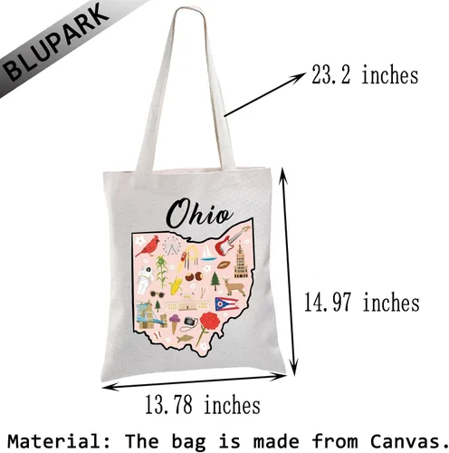 Vista 4 de BLUPARK Ohio State Map Tote Bag Ohio Souvenir Gift Ohio Travel Shopping Bag Ohio Lovers Gift