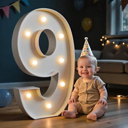 Vista 46 de Imprsv Números de marquesina iluminados de 3 pies para decoraciones de fiesta de cumpleaños 50, números de mosaico para globos, marco de globos