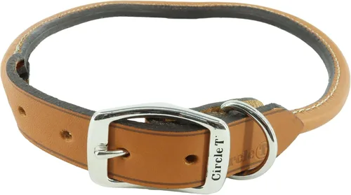Vista 21 de Coastal Pet - Circle T - Collar redondo de cuero curtido de roble para perro, cómodo para perros con pelo largo o piel sensible, collar para Negro