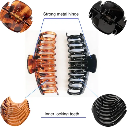 Vista 3 de Pinzas para el cabello extra grandes de 5.5 pulgadas para cabello largo y grueso, pinzas para el cabello de mujer, 2 unidades, accesorios