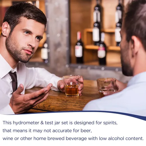 Vista 3 de 3 uds Hidrómetro de Vidrio Alcoholímetro Prueba 0-200 Prueba Hidrómetro de Alcohol Digital para Destilar Licor Moonshine, Blanco