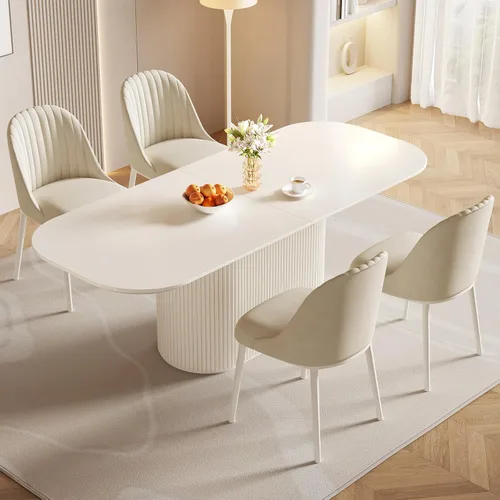 Vista 36 de Mesa de comedor ovalada de 86 pulgadas con 8 sillas, juego de mesa de cocina moderno, mesa de comedor rectangular de lujo, mesa de comedor