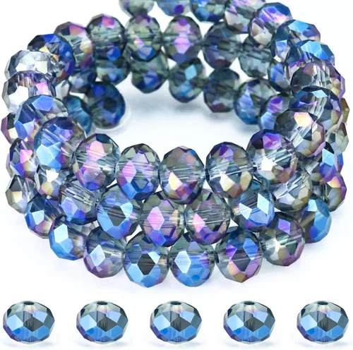 Vista 23 de Dowarm 300 cuentas Briolette de cristal de 0.236 pulgadas, con forma de diamante, multifacéticas, negras, para fabricación de joyas y manualidades