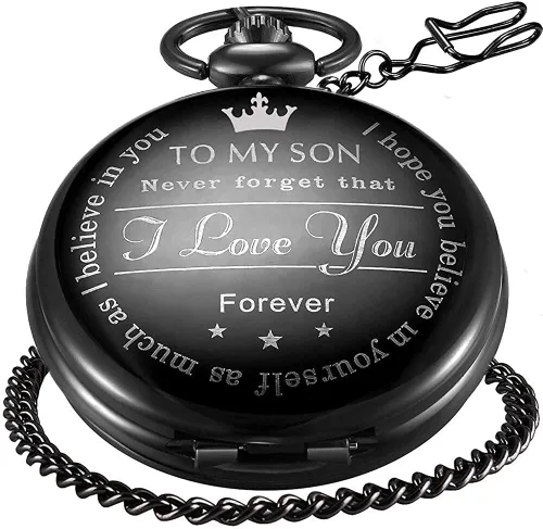 LYMFHCH Reloj de bolsillo negro con patrón personalizado Steampunk retro vintage de cuarzo con números romanos