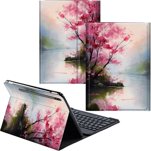 Vista 41 de Funda para Samsung Galaxy Tab S6 Lite 2022/2020 Teclado Inalámbrico Desmontable y Cubierta De Soporte De Cuero PU Funda Protectora Para Samsung