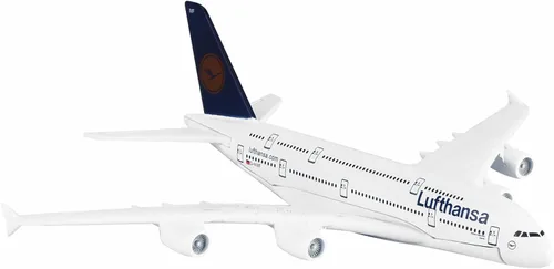 Vista 8 de DAGIJIRD 16 * 10 * 9CM A380 alemán Lufthansa Airbus modelo de avión civil modelo 6.3 in simulación modelo de avión decoración