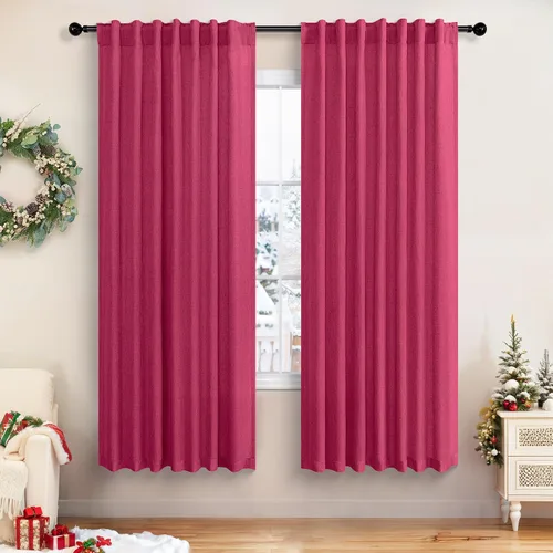 Vista 11 de Pitalk - Cortinas blancas de 96.5 cm de ancho para ventanas de cocina, 2 paneles con trabillas traseras y bolsillo para barra, cortinas cortas