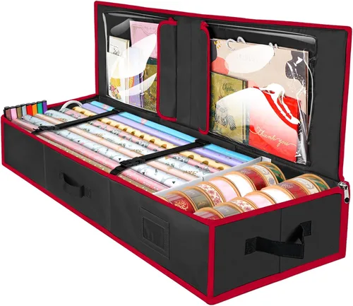 BALEINE Organizador de almacenamiento de papel de regalo, 40 pulgadas, tela Oxford 600D duradera, bolsa de almacenamiento con particiones flexibles