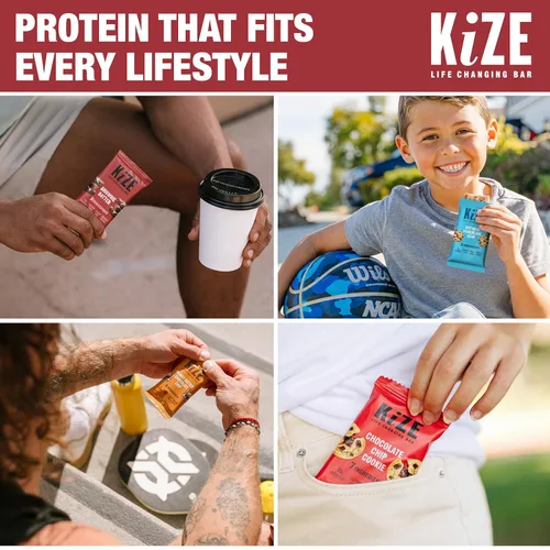 Vista 5 de Barras de energía KiZE - Paquete variado - Opciones sin gluten, sin lácteos, sin OMG y barras de reemplazo de comida con alto contenido