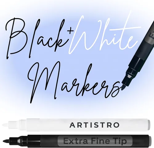Vista 29 de ARTISTRO Marcadores de pintura acrílica negra, punta media de 0.118 in Negro