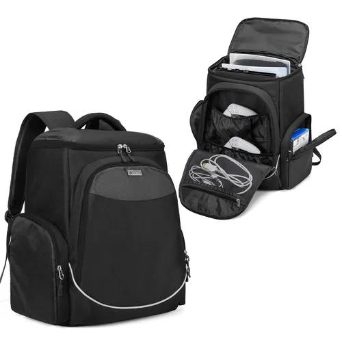 Trunab Gaming Console Backpack Compatible with PS5PS4PS4 ProPS4 SlimXbox OneXbox One XXbox One S, Travel Carrying Bag with Multiple Pockets for 15.6