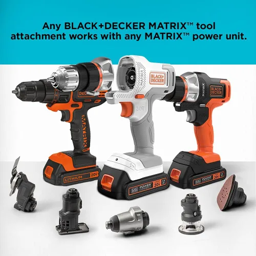 Vista 6 de BLACK+DECKER Kit de taladro/destornillador inalámbrico 20V MAX Matrix, blanco (BDCDMT120WC1FF)