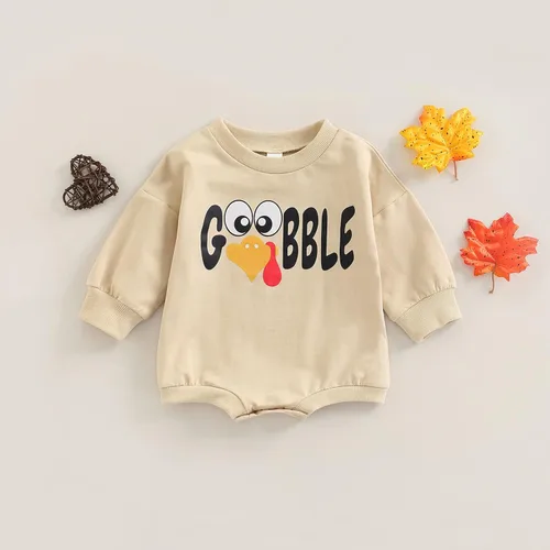 Vista 2 de My First Thanksgiving - Conjunto de sudadera de manga larga con cuello redondo para bebé, niña y niño, mameluco de gran