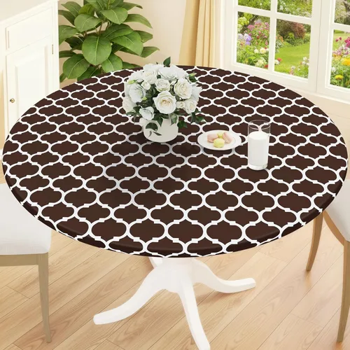 Vista 40 de Smiry Mantel redondo de pícnic, fundas de mesa elásticas impermeables para mesas de 18 a 24 pulgadas, manteles de vinilo con parte trasera