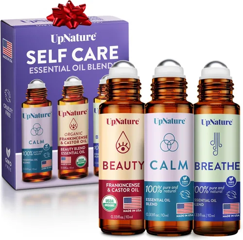 UpNature Juego de 3 rollos de aceite esencial para el cuidado personal – Regalos para mamá, regalos de relajación de alivio para mujeres – Rodillos