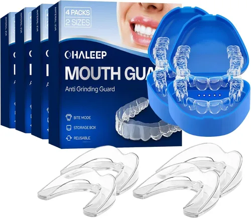 Vista 8 de Protector bucal antirechinamiento para apretar los dientes por la noche, protectores bucales para rechinar dientes para dormir, protector bucal