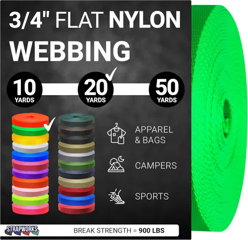 Vista 17 de Strapworks Rollo de correa de nailon resistente de 3/4 pulgadas para cinturón, mochila, eslinga, collar, correa, correas y más, 10, 20 o 50 yardas