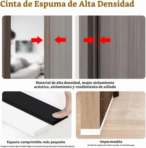 Vista 7 de Cinta de sellado de espuma EVA, 1 pulgada de ancho x 1/4 pulgada de grosor, cinta adhesiva para puertas y ventanas, bloqueador de corrientes de Negro