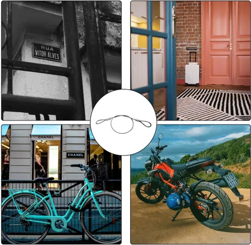 Vista 5 de Paquete de 5 cables de seguridad para candado de equipaje, cable de acero inoxidable con bucles, cable de seguridad de acero inoxidable, bloqueo