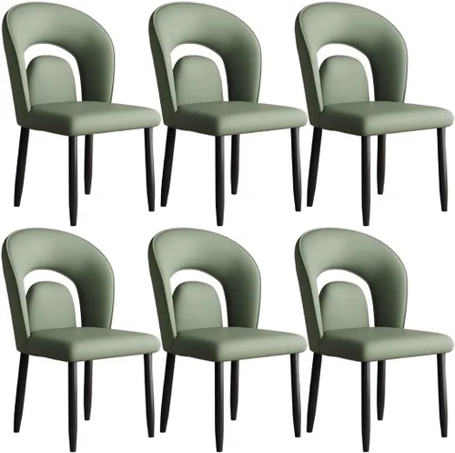 Vista 18 de YVYKFZD Leather Dining Chairs, Kitchen Chairs Set with Curved Back, Upholstered Dining Room Chair, Armless Comfy Side Chair, for Living Room, Dark