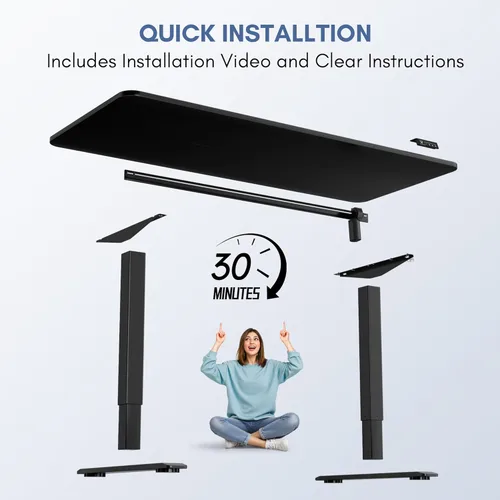 Vista 75 de Furmax Escritorio eléctrico de altura ajustable grande de 55 x 24 pulgadas, escritorio de pie para oficina en casa, escritorio de computadora