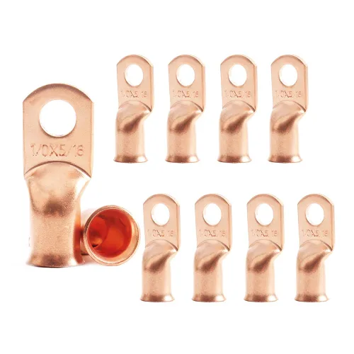 Vista 46 de 1/0 AWG 1/2" Stud (10 piezas), terminal de anillo de batería resistente, conectores calibre 0, lengüetas de alambre, terminales de anillo de cobre