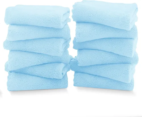 Vista 13 de TENSTARS Juego de 12 paños de alta calidad, secado rápido, terciopelo coral de microfibra suave, altamente absorbente, uso multiusos como baño, spa