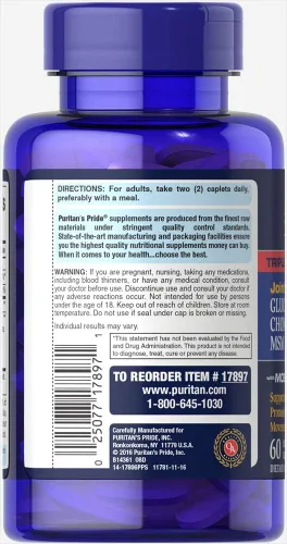 Vista 6 de Puritan's Pride Triple fuerza glucosamina, condroitina y Msm, 60