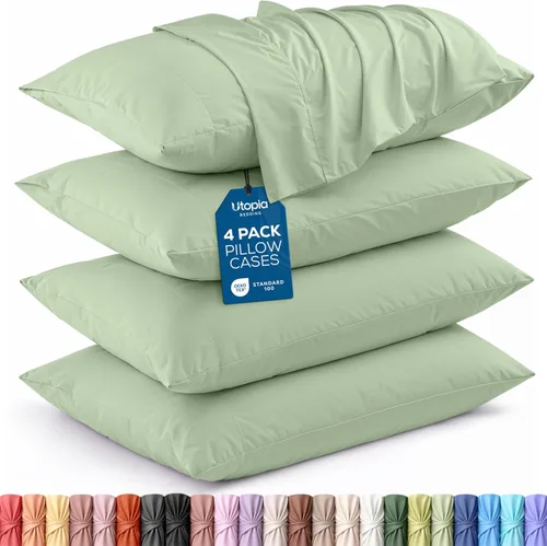 Vista 29 de Utopia Bedding - Juego de 4 fundas de almohada tamaño estándar, con cierre de sobre, tela de microfibra cepillada suave, resistentes al encogimiento