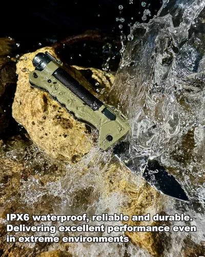 Vista 8 de VIPERADE VAK6 Multiherramienta de supervivencia con cuchillo plegable, linterna LED, encendido por pulso y generador de manivela, cuchillo