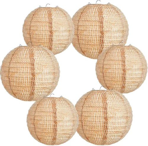 Vista 8 de Hortsun 6 linternas de papel de arpillera impresas, faroles redondos de papel chinos, decoración de granja, aula, hogar, dulce aula, fiesta