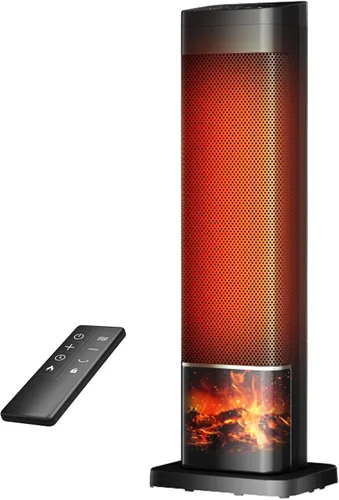 Calentador de espacio, calentadores de cerámica PTC de 1500 W para uso en interiores con control remoto, temporizador de 24 horas, oscilación,